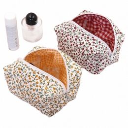 floral Makeup Bag Puffy Quilted Fr Printed Storage Organizer Cosmetic Pouch Large Travel Cosmetic Bag Makeup Accories Y9gT#