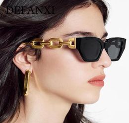 Sunglasses Vintage Cat Eye Black Small 2022 Men Women Fashion Brand Metal Thick Chains Legs Design Hip Hop Sun Glasses Oculos7524019