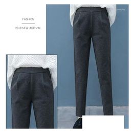 Womens Pants Capris Wool Pencil Autumn And Winter High Waisted Casual Fashion Suit Office Thick X464 Drop Delivery Apparel Clothing Dhz1V