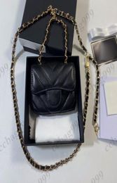 Designer Short Flap Quilted Coins Purses Calfskin Caviar Lambskin Bags Women Classic VStitsh Metal Chain Waistpack Card Holder La2553053
