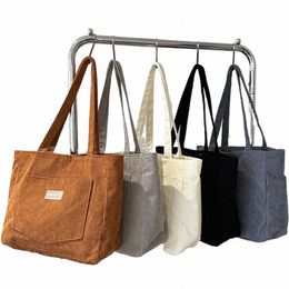 women's Corduroy Underarm Bag Large Capacity Shoulder Bags with Pocket Compartment Solid Colour Tote Bag Simple Shop Handbags G0wl#