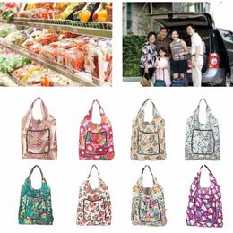 foldable Handy Shop Bags Printing Reusable Tote Pouch Recycle Storage Handba 26WJ#