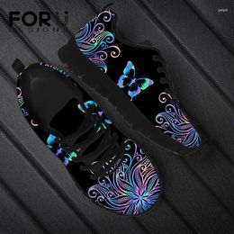 Casual Shoes FORUDESIGNS Artistic Butterfly Print Ladies Sneakers Lace-up Air Mesh Light Breath Shoe Soft Outdoor Female Footwear