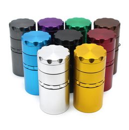 Aluminium Tobacco Grinder 5 parts Diameter 50MM Dugout Grinder Case Herb Grinder With Storage Room Case Herb Container DHL 9888314