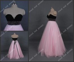 Black and Pink Prom Dresses Floor Length Beaded A Line Sweetheart Eyecatching Ladies Evening Gowns4831040