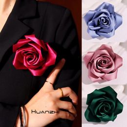 Brooches Fabric Flower Brooch Handmade Corsage Metal Pins Sweater Cardigan Badge Fashion Jewelry Gifts For Women HUANZHI 2024