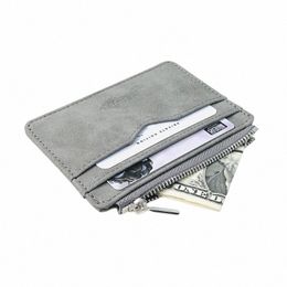 men's Slim Short Card Wallet Matte Leather Retro Multi-card Frosted Fabric Card Holder Mey Minimalist Transparent Coins Purse v6QH#