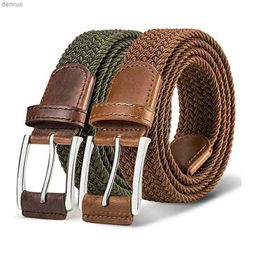 Waist Chain Belts Unisex Canvas Belt Elastic Fabric Woven Quality Women Belts for Jeans Male Pin Buckle Expandable Braided Stretch Casual StrapsL240416