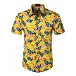 Men's Casual Shirts 3D Printed Banana Fruit Graphic Shirt For Mens Short Sleeve Beach Hawaiian Men Plus Size Vacation Tees Streetwear