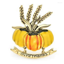 Brooches Wuli&baby Wheat And Pumpkin Women Unisex Enamel Vintage Halloween Party Brooch Pins Gifts