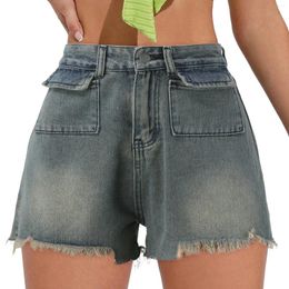 Women's Shorts Summer Denim High Waisted Drawstring Jeans With Pockets Plus Size Womens