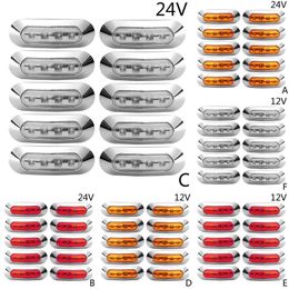 2024 10Pcs Side Marker Tail Light Amber 4 SMD 12/24V Waterproof Led Marker Lamp Ndicator Trailer Light Rear Side Lamp Truck Light