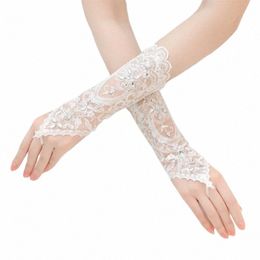 white Short Wedding Gloves Women Fingerl Bridal Gloves Elegant Rhineste White Lace Gloves for Bridal Wedding Accories Z7QI#