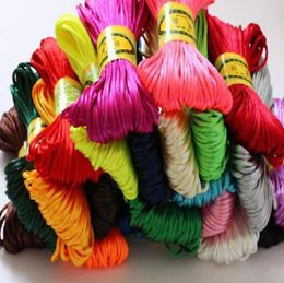 10 RollsLOT wire cord 20 meters each roll Chinese Knot Satin Nylon Braided Cord Macrame Beading Rattail 3mm8399883