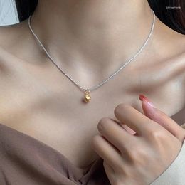 Pendants 925 Sterling Silver Necklace Dazzling Chain Golden Heart Pendant Elegant For Women Girl Jewelry Gift Drop Wholesale