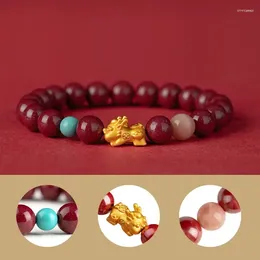 Link Bracelets Dragon Year Imitation Cinnabar Bracelet Attracting Wealth Treasure Pixiu Female Couple Gift For Friend's Birthday