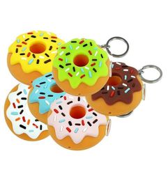 Donut pipe smoking hand pipes silicone bong oil burner bongs wax burners Handcraft use for dry herb Colorful with keychain and gla4854557