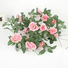 Decorative Flowers 220cm Artificial Rose Vine Silk Hanging For Wall Decoration Rattan Fake Plants Garland Romantic Home Wedding