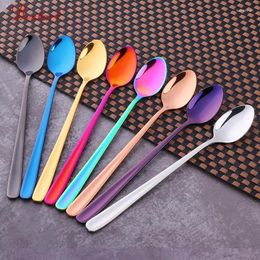 Spoons 8 Pcs/Set Spoon Long Handled Stainless Steel Tea Coffee Mixing Set Cake Fruit Ice Cream Dessert Teaspoon Drinking Tools