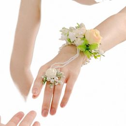 new Handmade Bridesmaid Bracelet Hand Wrist Fr Corsage Elegant Pearl Wedding Bracelets Wedding Accories Jewellery Gift f0zJ#