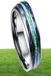 8mm Tungsten Carbide Rings Abalone Shell Wedding Bands Dome Triple Grooved opal for Men Comfort Fit Size 5 to Size 152208365