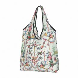 custom Antique Vintage French Toile De Jouy Shop Bags Women Large Capacity Grocery Traditial France Art Tote Shopper Bags R6RS#