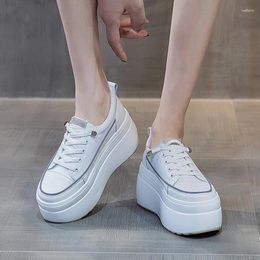 Casual Shoes Women's Flat Platform 2024 Spring Autumn Split Leather Women Sneakers Thick Sole Female Woman