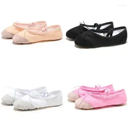 Dance Shoes Yoga Gym Flat Slippers White Pink Black Canvas Ballet For Girls Children Women Teacher