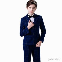 Suits Flower Boy Wedding Suit Kids Jacket+Vest+Pants+Bowtie 4Pcs Tuxedo Clothing Set Gentleman Children Graduation Party Costume