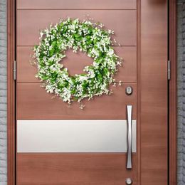 Decorative Flowers Gypsophila Wreath Artificial Simple Fashion Elegant Hanging Ornament Front Door Spring For Porch Indoor Window Wall Patio