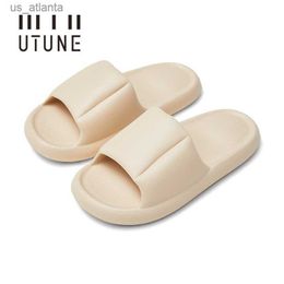 Slippers UTUNE Massage for Women Home Slides Summer Shoes For Shower Anti-slip Couple Indoor Sandals Men Bathroom cream-colored H240416 QGSM