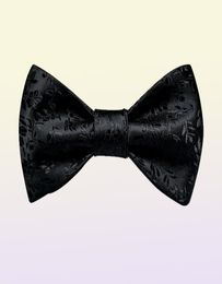 Bow Ties Black Floral Solid Self Tie Men Fashion Butterfly Silk Formal Business Wedding Party Bowtie Handkerchief Set DiBanGu6706639