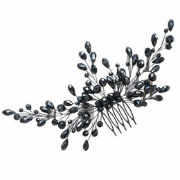 black Crystal Women Hair Combs Bridal Hair Accories Wedding Hair Jewellery Bridal Head Decorati Ornament g6js#