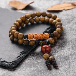 Link Bracelets Green Natural Sandalwood Wood Beaded Strand For Women Men Prayer Beads Rosary & Bangles Yoga Lucky Jewelry