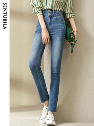 Women's Jeans Sentubila High Waist Skinny For Women 2024 Spring Summer Ankle Length Cut-off Pencil Denim Pants Streetwear Trousers Woman