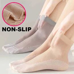 Sexy Socks 20Pcs=10Pais Summer Women Socks Non-Slip Sweat-Absorbing Cotton Soft Thin Breathable Fashion Sexy Silk Sock Ladies Transparent 240416