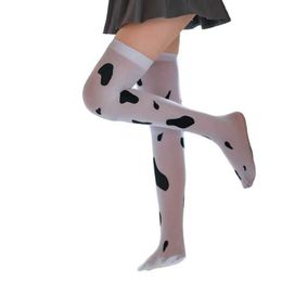 Sexy Socks Women Sexy Cow Spotted Print Thigh High Stockings Silky Over the Knee Long Socks Hosiery Anime drop shipping 240416