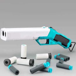 Gun Toys New Hot Kid Gift Christmas Parent-Child Interaction Sponge Soft Elastic Toy Folding Gun Lehui Double Tube Eva Boy Toy Gun QD55 240416