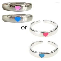 Cluster Rings 2x Fashion Blue Love-Heart Luminous Ring For Women Fluorescent Glow In Dark Adjustable Couple Finger Jewellery