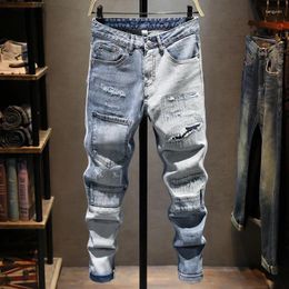 Men's Jeans 2024 Spring And Autumn Fashion Ripped Slim Casual Comfort Breathable High Quality Elastic Small Feet Pants 28-36