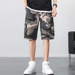 Summer Pure Cotton Workwear Shorts Mens Casual Sports Capris Loose Cropped Camouflage Beach Pants