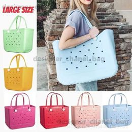 Shoulder Bags EVA injection molded beach bag EVA basket hole bag beach portable beach basket T240417