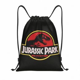 jurassic Park Drawstring Bags Men Women Portable Gym Sports Sackpack Sci Fi Dinosaur Training Backpacks F6Nt#