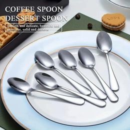 Spoons 6Pcs Mini Coffee Spoon 5.3 Inch Stainless Steel Tea Tableware Set Silvery Dessert Tools Kitchen Accessories