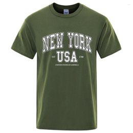 Men's T Shirts York Usa Est 1788 Street City Letter Graphic T-Shirt Men Casual Tee Clothes Summer Loose Cool Tshirt Cotton Oversize Shirt