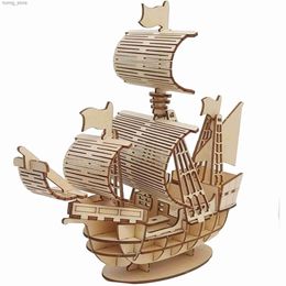 3D Puzzles 3D DIY Classic Boat Puzzles Toys Assembly Build Blocks Wood Craft Kits for Kid Adults Handmade Jiagsaw Models Decor Ship Gift Y240415