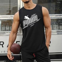 Men's Tank Tops Summer Fitness Sports Breathable Loose Fit Training Sleeveless T-shirt Quick Drying Vests Male Gym Run Clothing