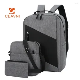 Backpack CEAVNI Practical Student Schoolbag Three Sets Of Large-capacity Business Computer Bag Outdoor Travel USB Shoulder