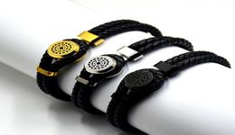 Promotion Classical Black Woven Leather Bracelets Luxury MtB Branding French Mens Man Jewelry Charm Bracelets Pulseira As Birthd995741542