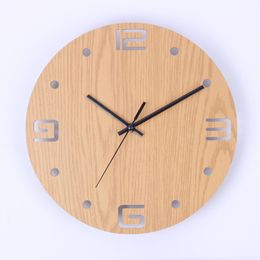 Wall Clocks 12 Inch Silent Nordic Style Hollow Out Wood Wall Clock